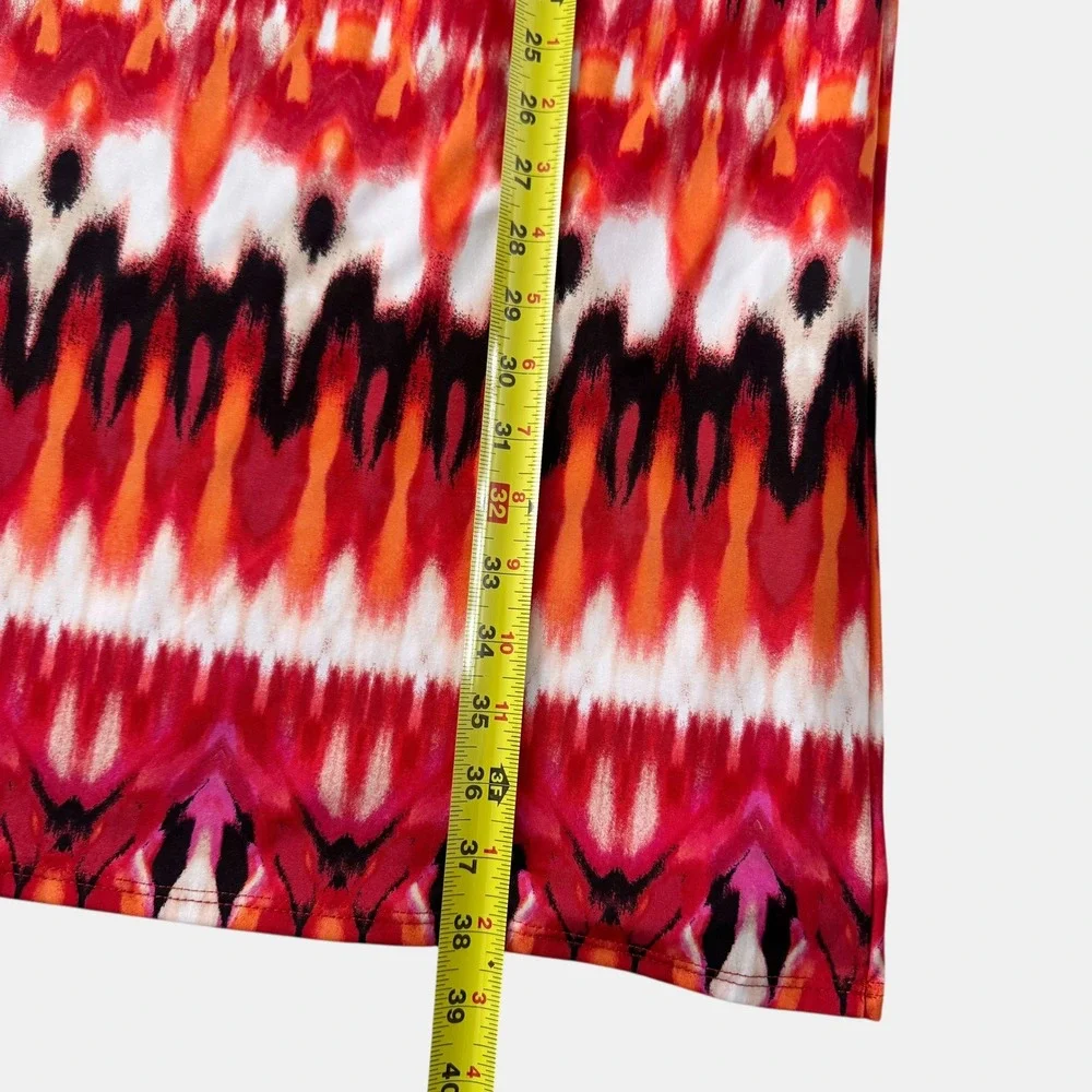 VTG ALYX Ikat Geometric Print Maxi Skirt Womens Red Pink Sz Medium Y2K USA‎ made